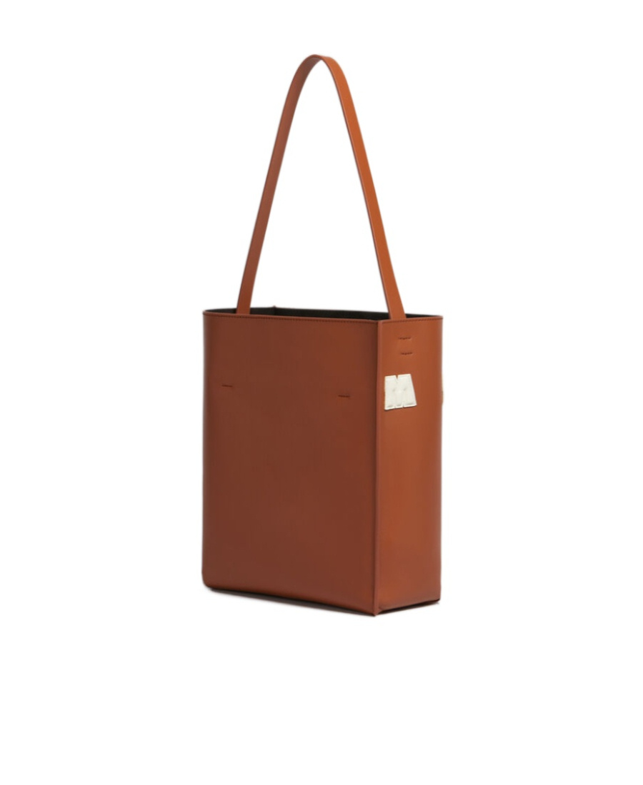 Marni Museo Logo-patch Leather Bag In Brown