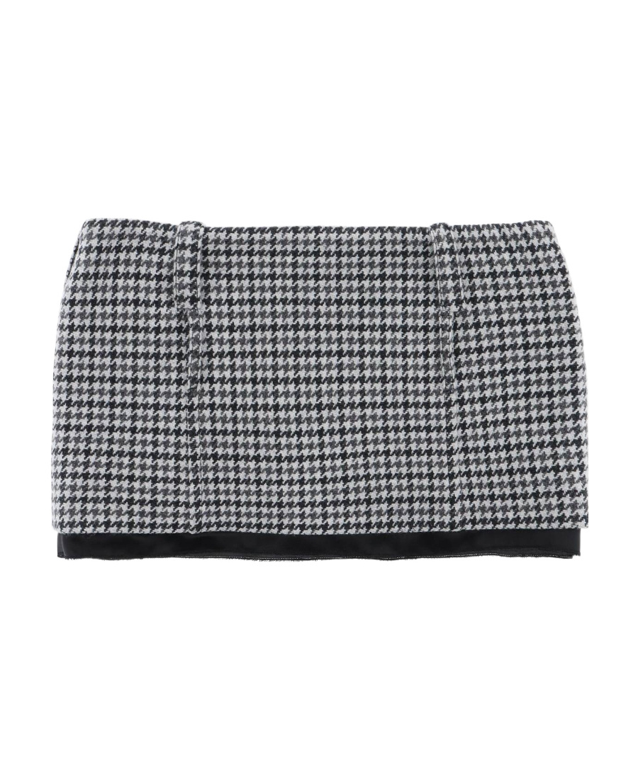 Miu Miu Houndstooth-pattern Virgin-wool Miniskirt In Gray