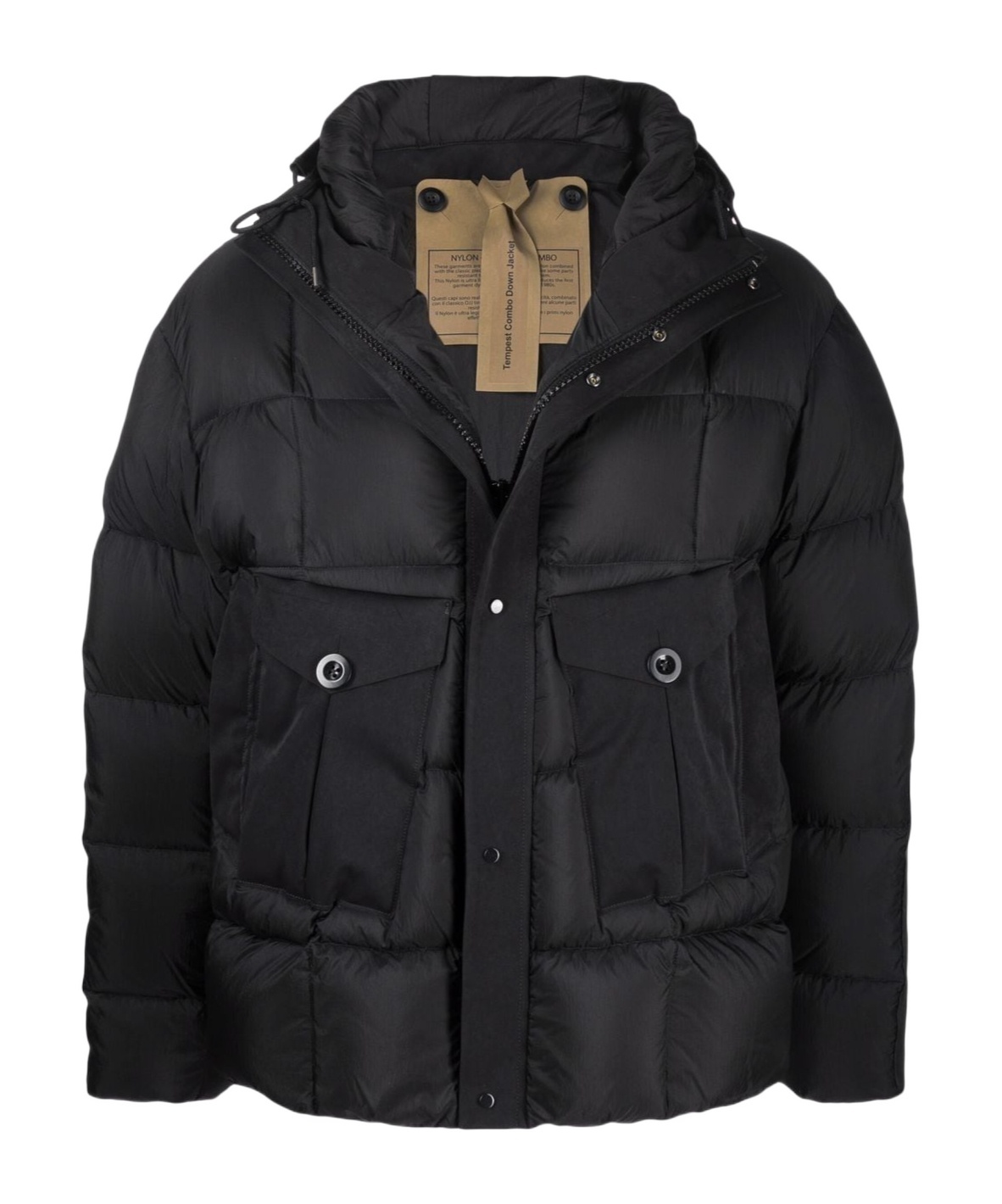 Ten C Hooded Padded Jacket In Black
