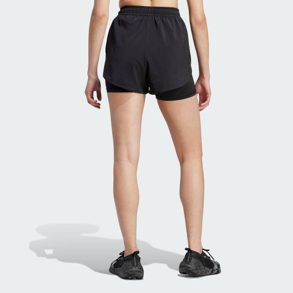 Shop Adidas By Stella Mccartney Truepurpose Layered Track Shorts In Black
