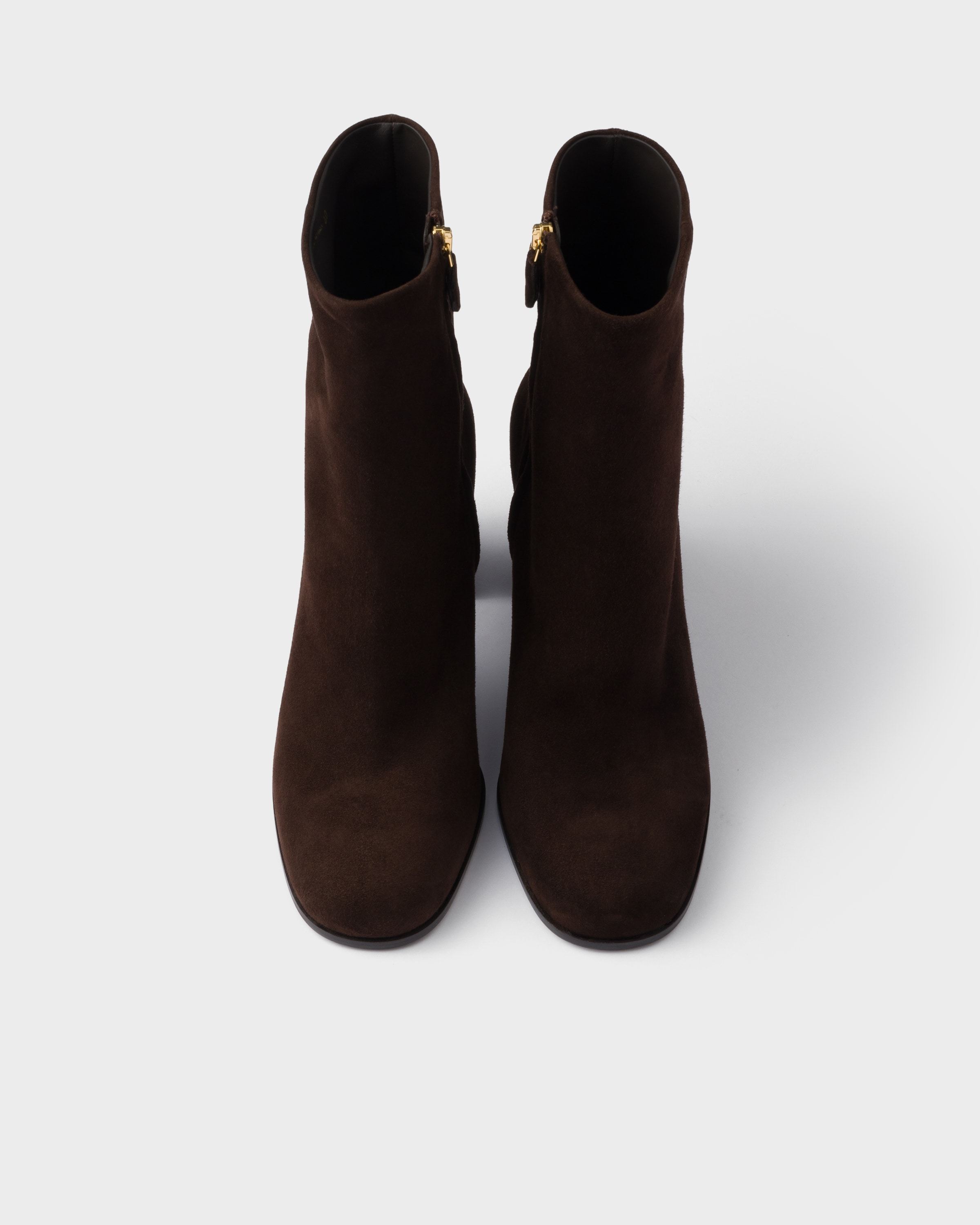 Prada Womens Brown Brand-plaque Suede Heeled Ankle Boots Eur 36 / 3 Uk In Brown