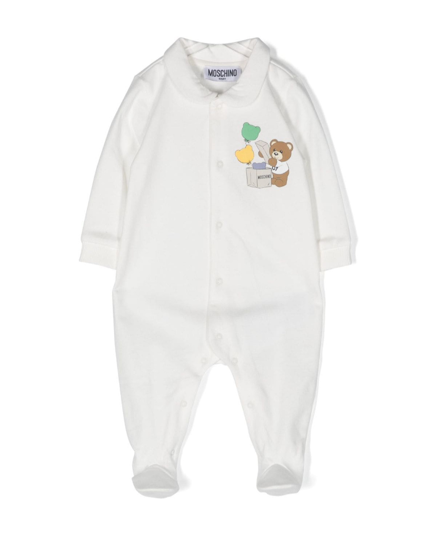 Moschino Two Pieces Of Teddy Bear Printed Jumpsuit In White