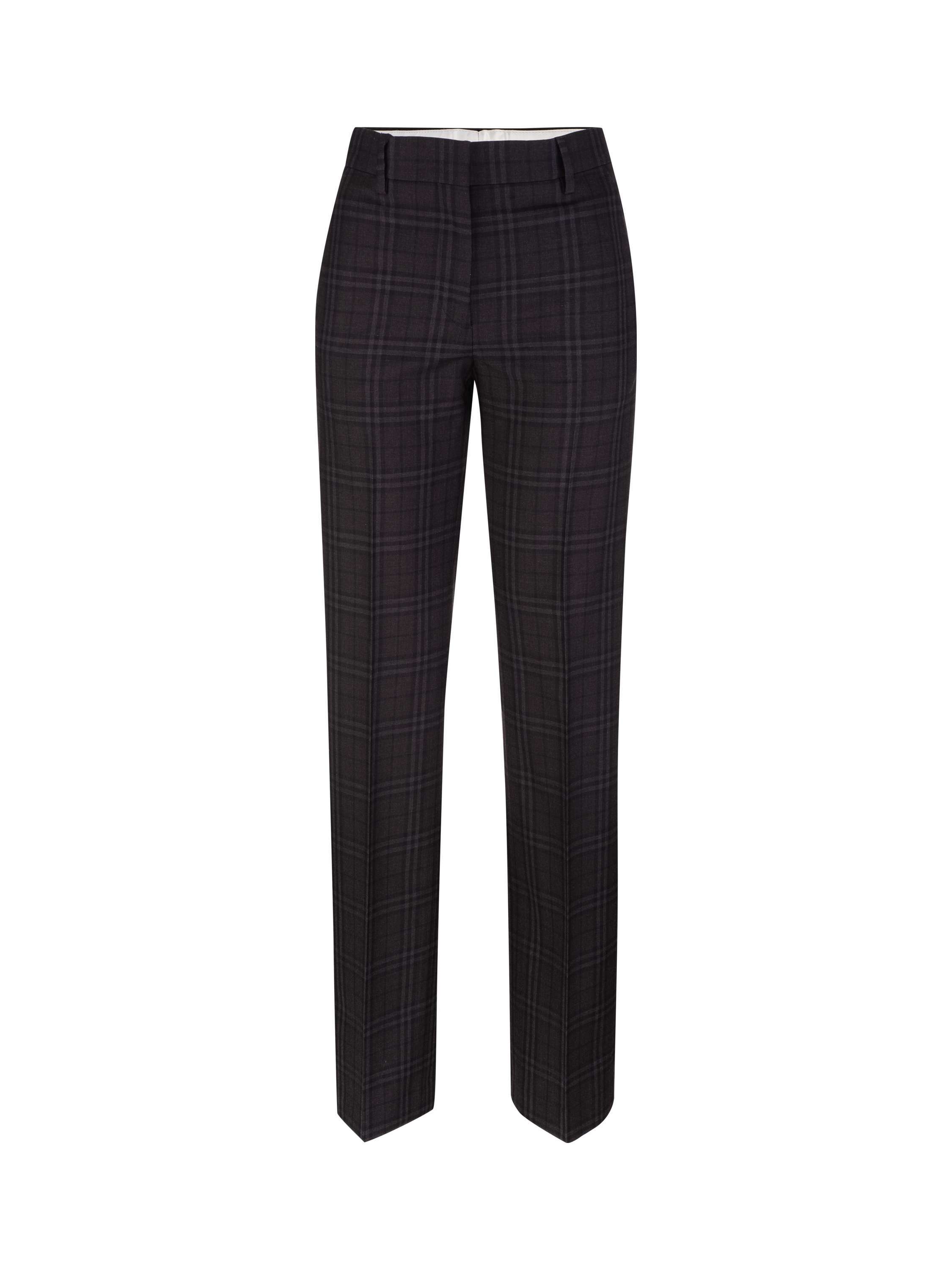 Burberry Check Wool Tailored Trousers In Black