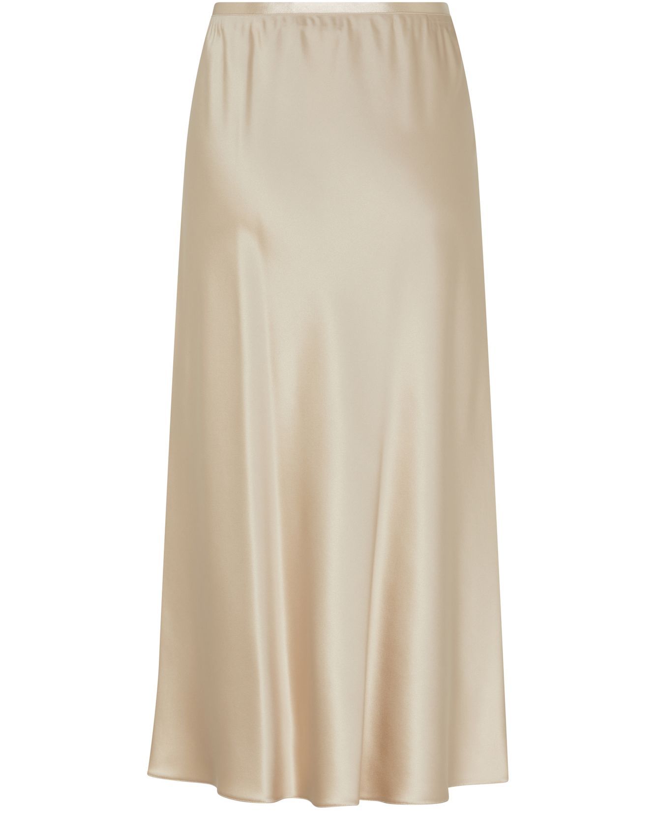 Max Mara Satin Finish Midi Skirt With Flowing Silhouette In Nude