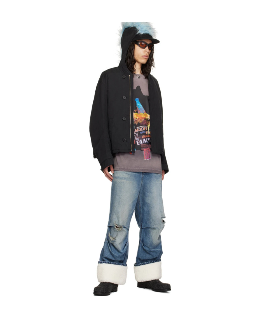 We11 Done Hooded Long-sleeved Casual Jacket In Black