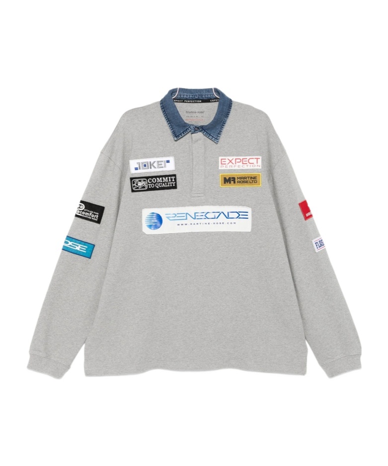 Martine Rose Long-sleeved Polo Shirt In Gray