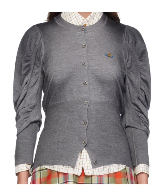 Vivienne Westwood Wrinkled Knitted Cardigan In Gray