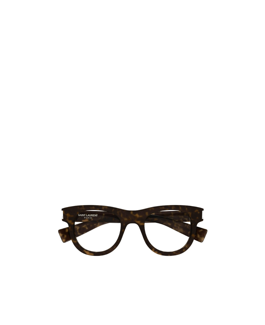 Saint Laurent Tortoiseshell-effect Round-frame Glasses In Black