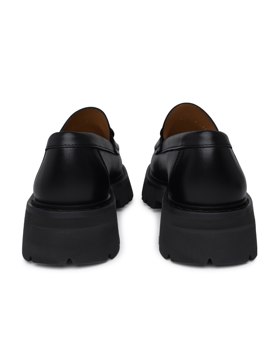 Ferragamo Florian Square-toe Leather Loafers In Black