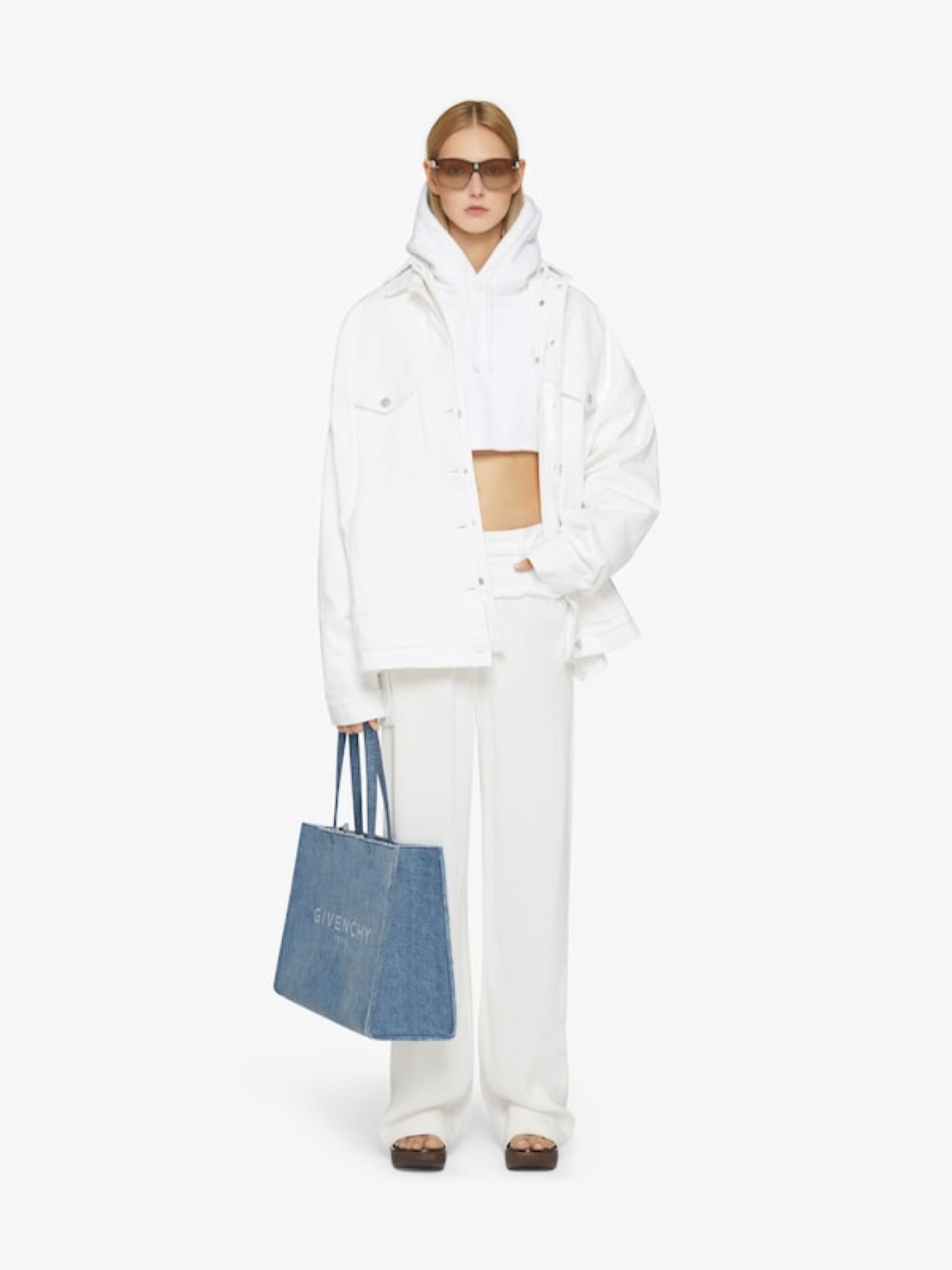 Givenchy Denim Oversize Jacket With Adjustable Hemline Straps In White