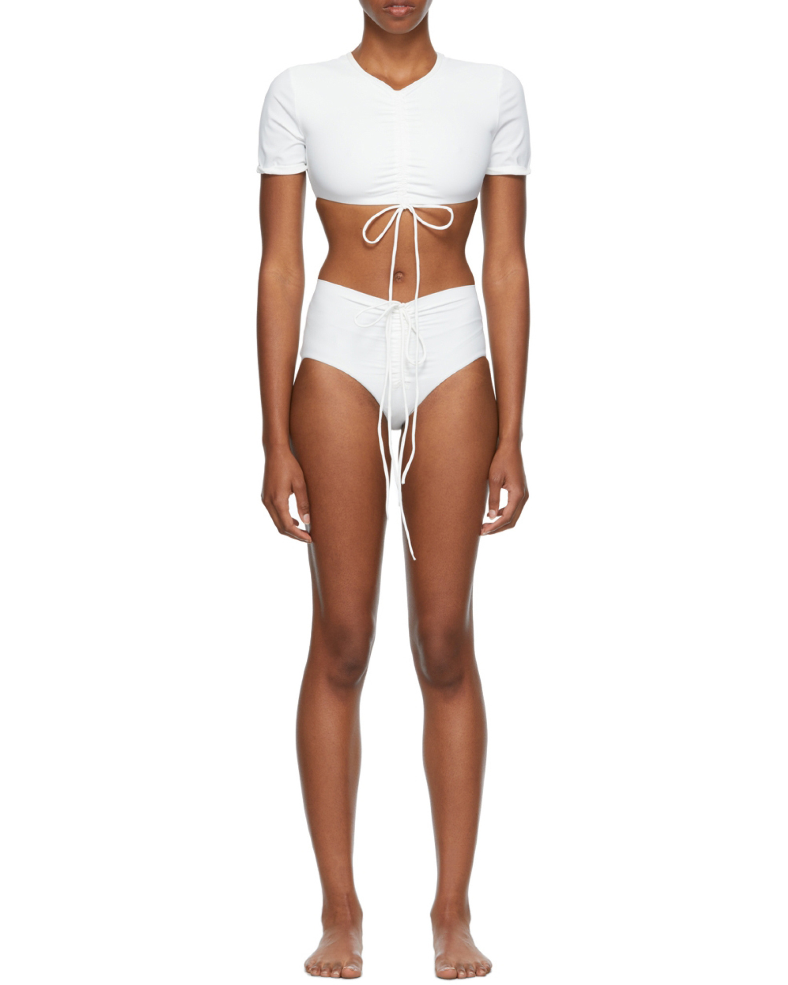 Christopher Esber White Frilly Bikini In Brown