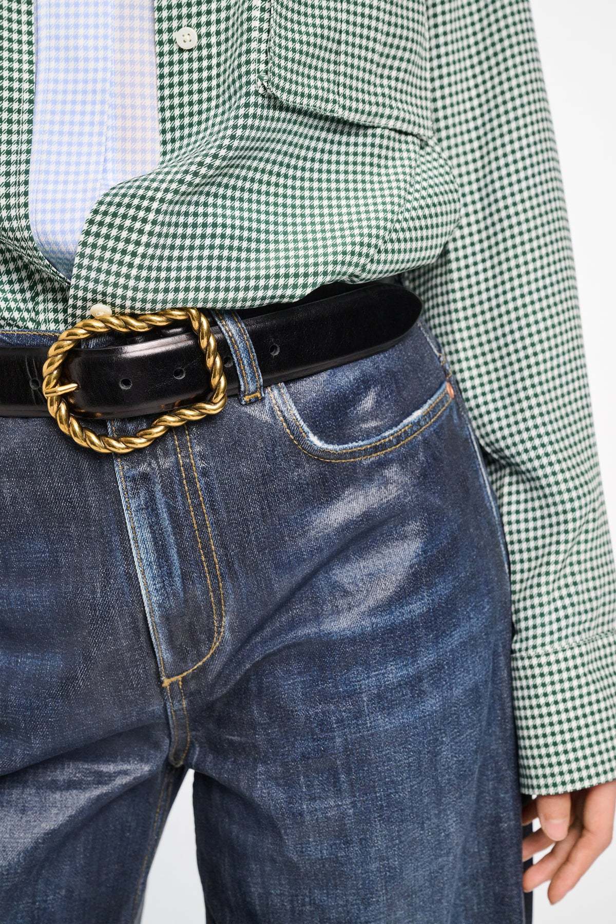 Dorothee Schumacher Calf Leather Belt With Twisted Signature Buckle In Black