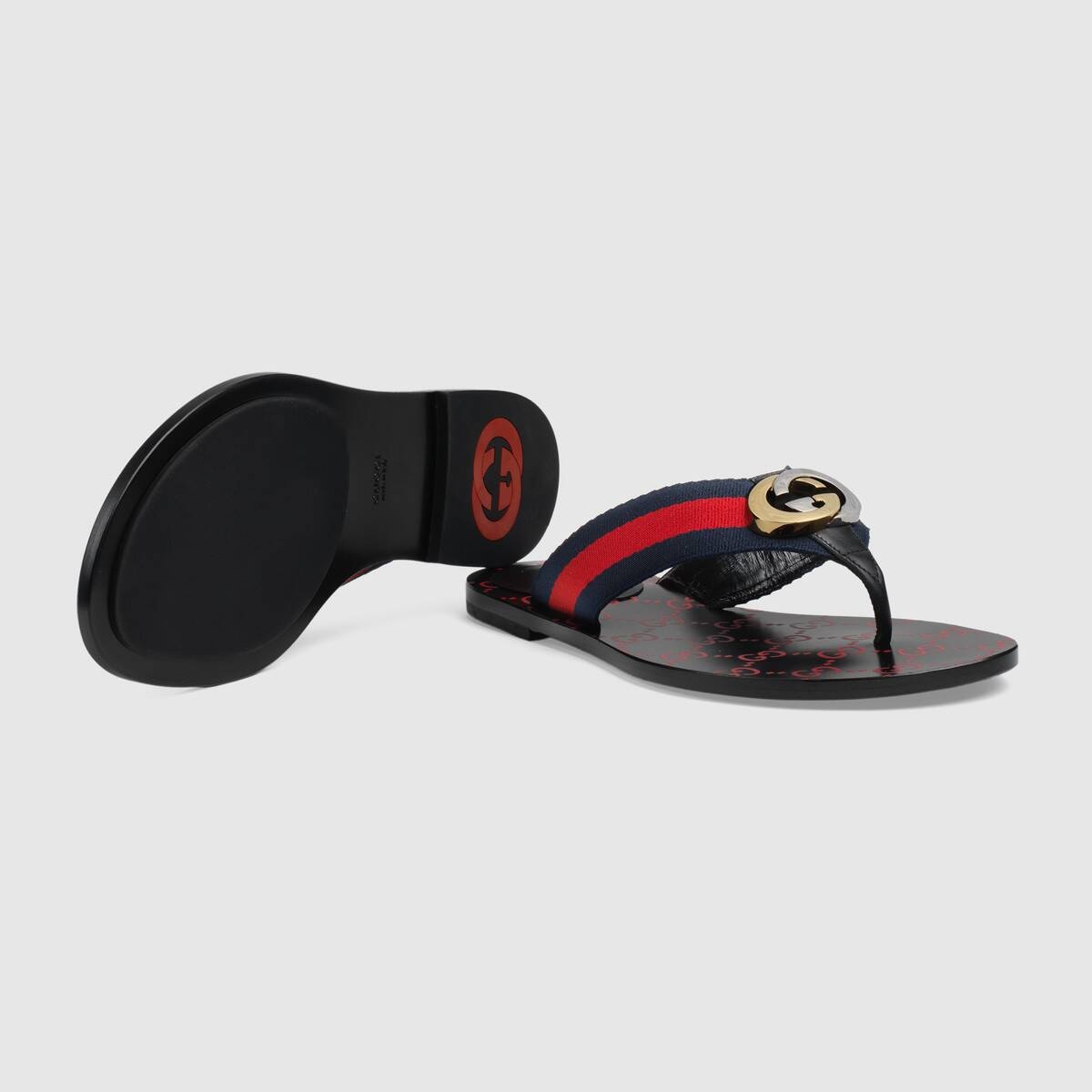 Gucci Gg Belt Web Sandals In Black
