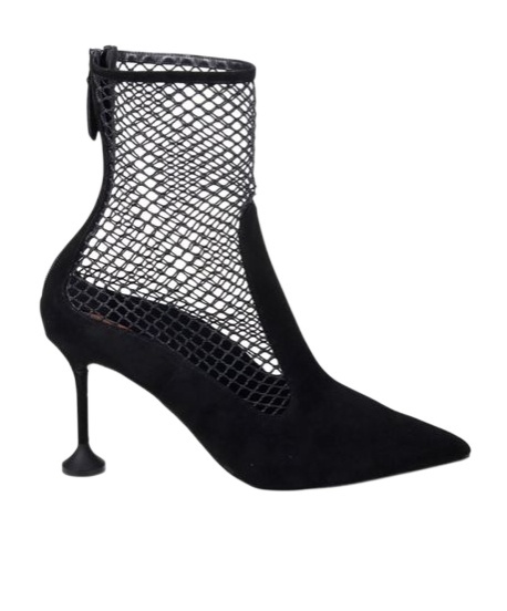 Aquazzura Brera Mesh Suede Stiletto Ankle Booties In Black