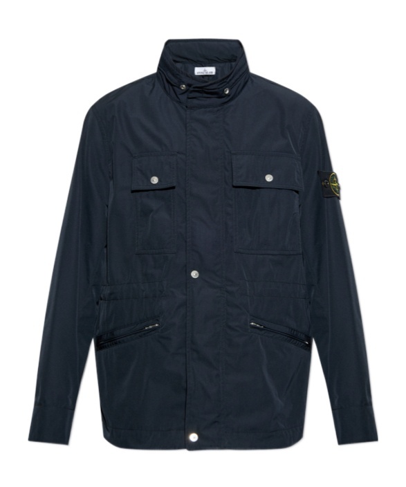 Stone Island Long-sleeved Casual Jacket In Blue