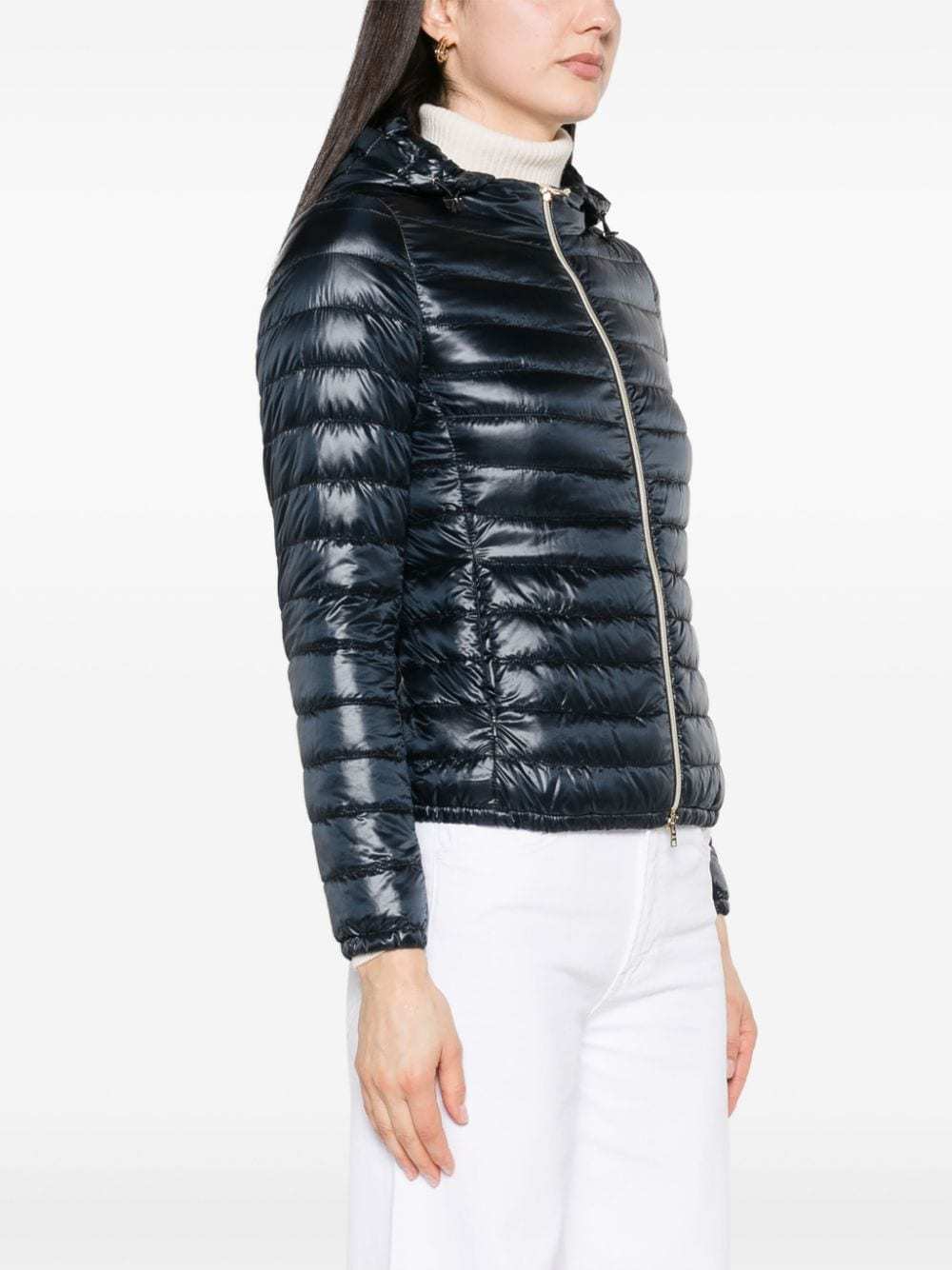 Herno Short Quilted Down Jacket With Detachable Hood In Black
