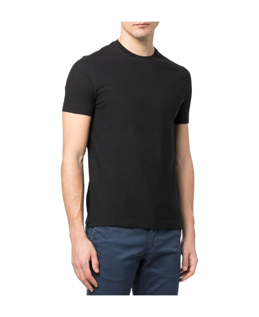 Zanone Jersey Crew Neck T-shirt In Black