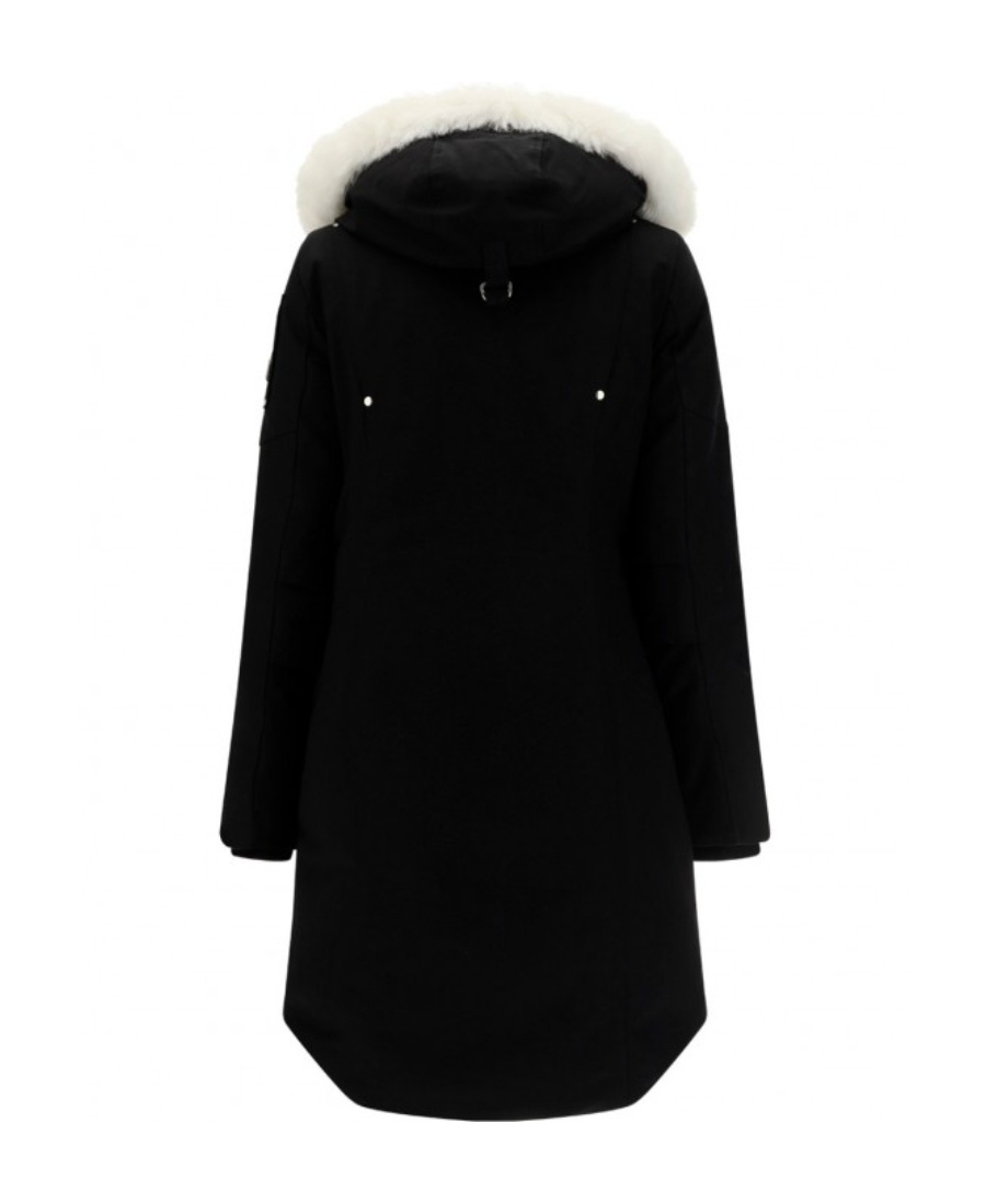 Moose Knuckles Stirling Down Parka With Genuine Shearling Trim In Black