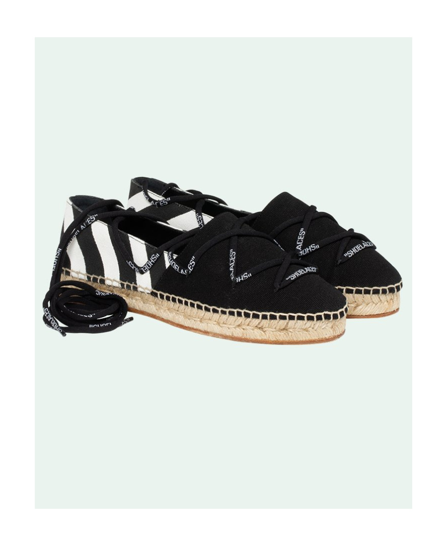 Shop Off-white Diagonal Stripe Tie Espadrilles In Black