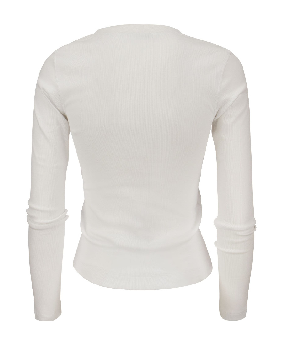 Brunello Cucinelli Long Sleeve V-neck T-shirt Clothing In White