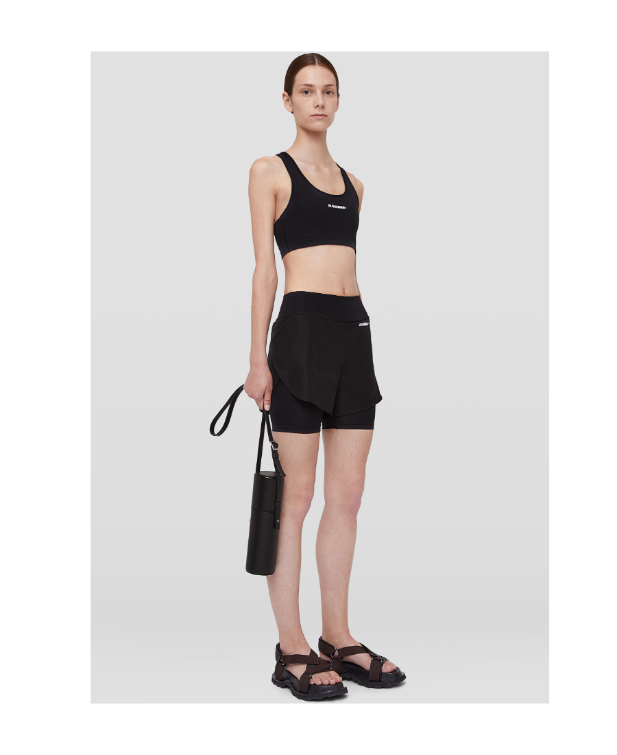 Jil Sander Logo Tech Layered Running Shorts In Black