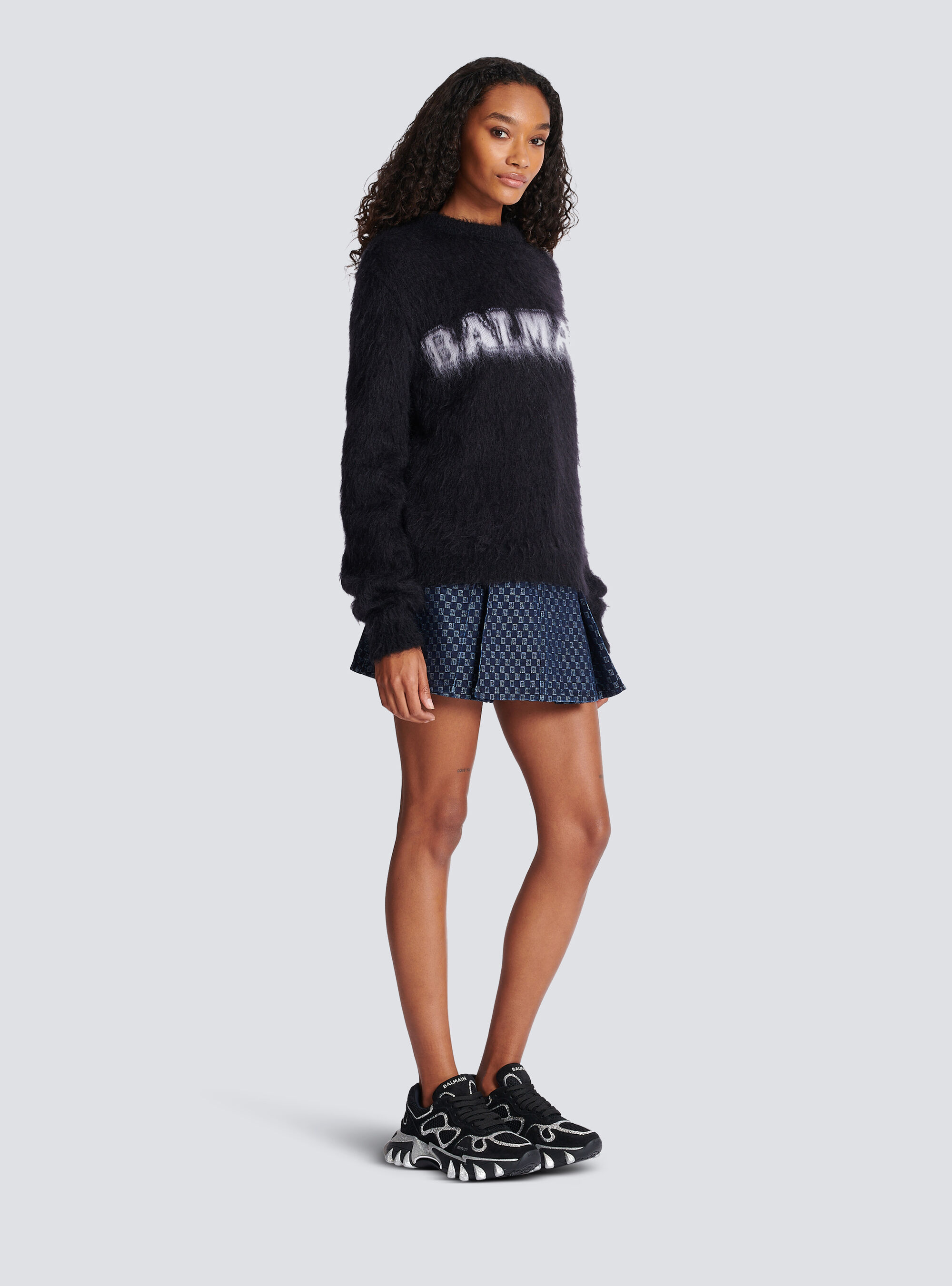 Balmain Black Mohair Sweatshirt In Black