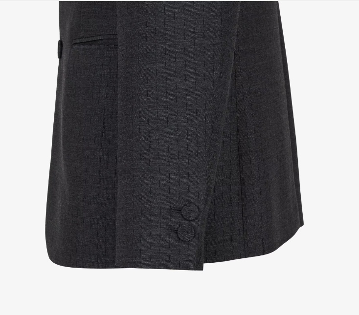 Fendi Wool Blazer With Central Back Slit In Black