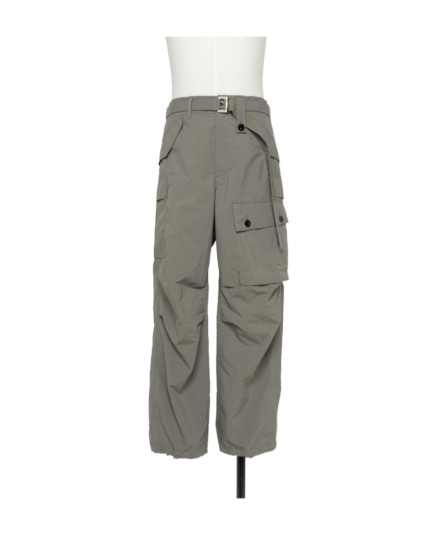 Sacai Straight-leg Taffeta Cargo Trousers In Gray