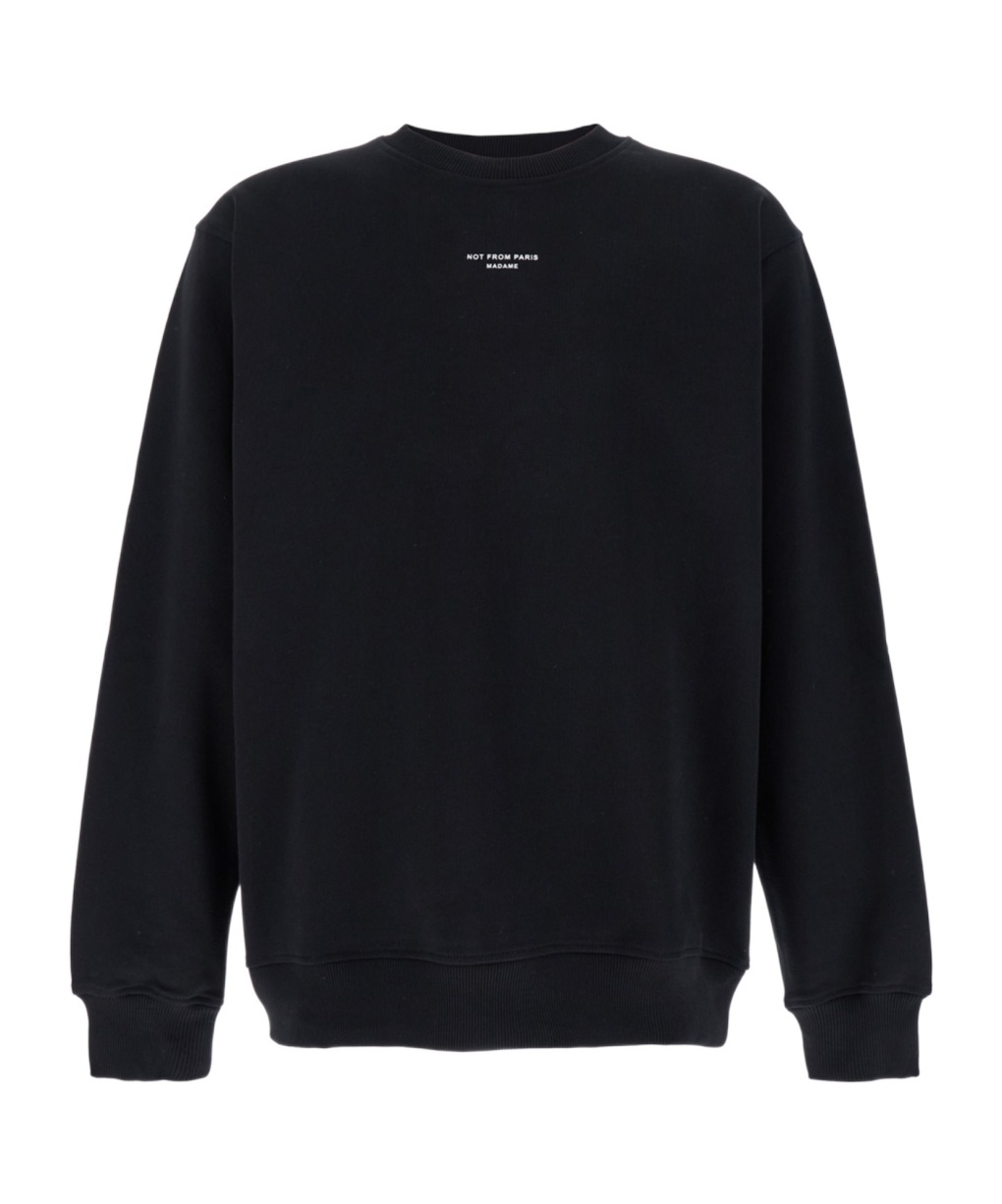 Drôle De Monsieur 'le Slogan Classique' Black Crewneck Sweatshirt With Contrasting Print In Black