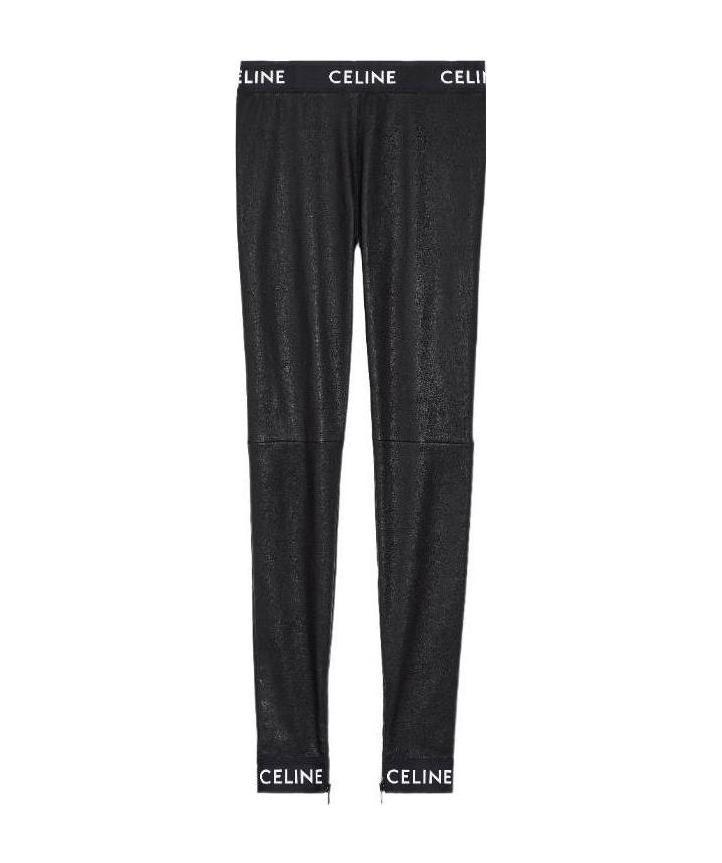 Celine Sheep Leather Stretch Bottom Casual Pants In Black
