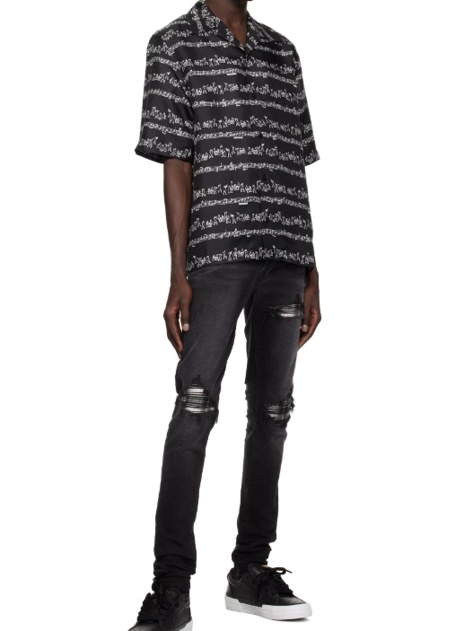 Amiri Black Jazz Band Bowling Shirt In Black