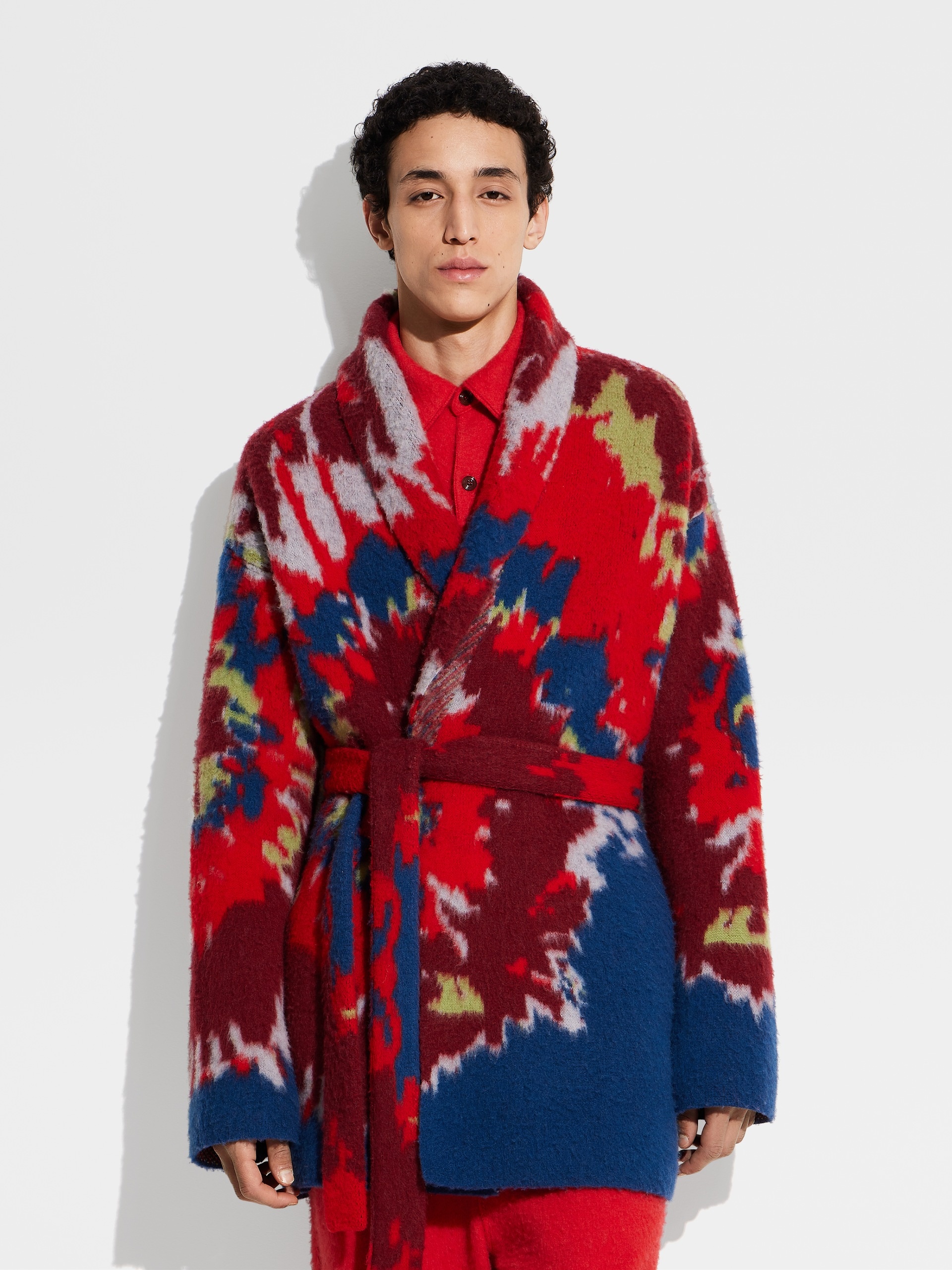 Zegna X The Elder Statesman Intarsia Cashmere-wool Robe In Red