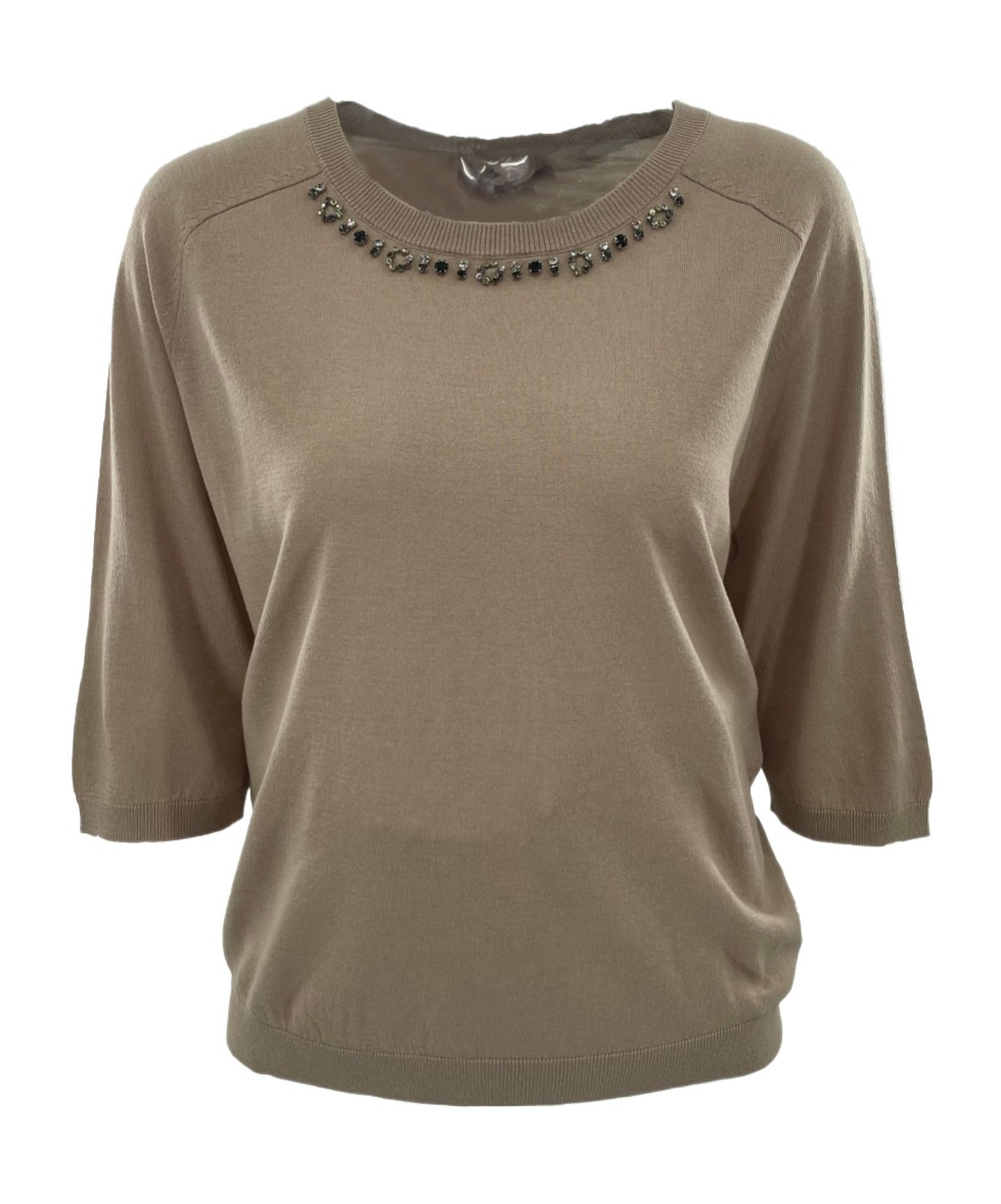 Max Mara Round Neck Sweater In Brown