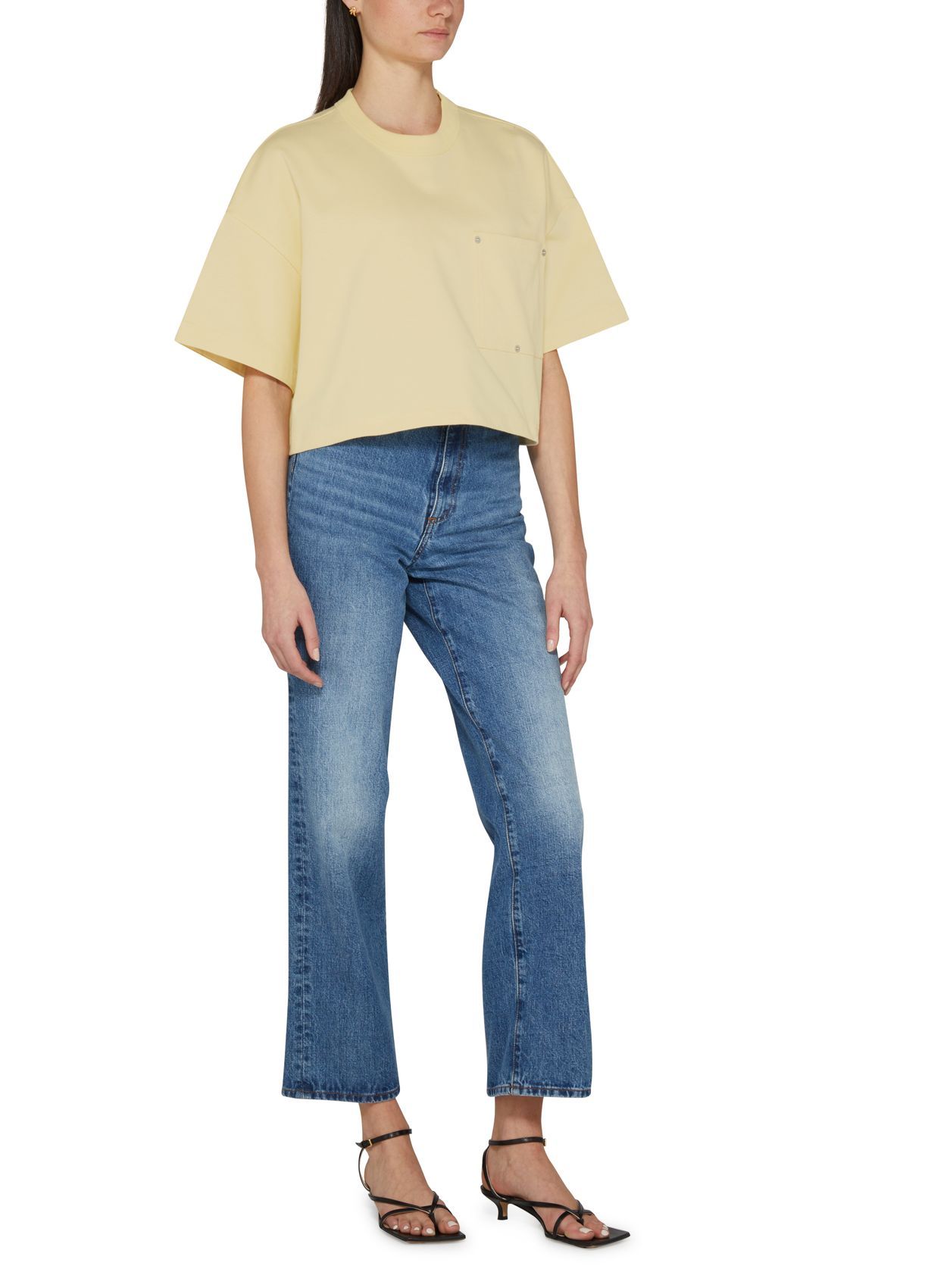 Bottega Veneta Decorative-stitching Cropped T-shirt In Nude