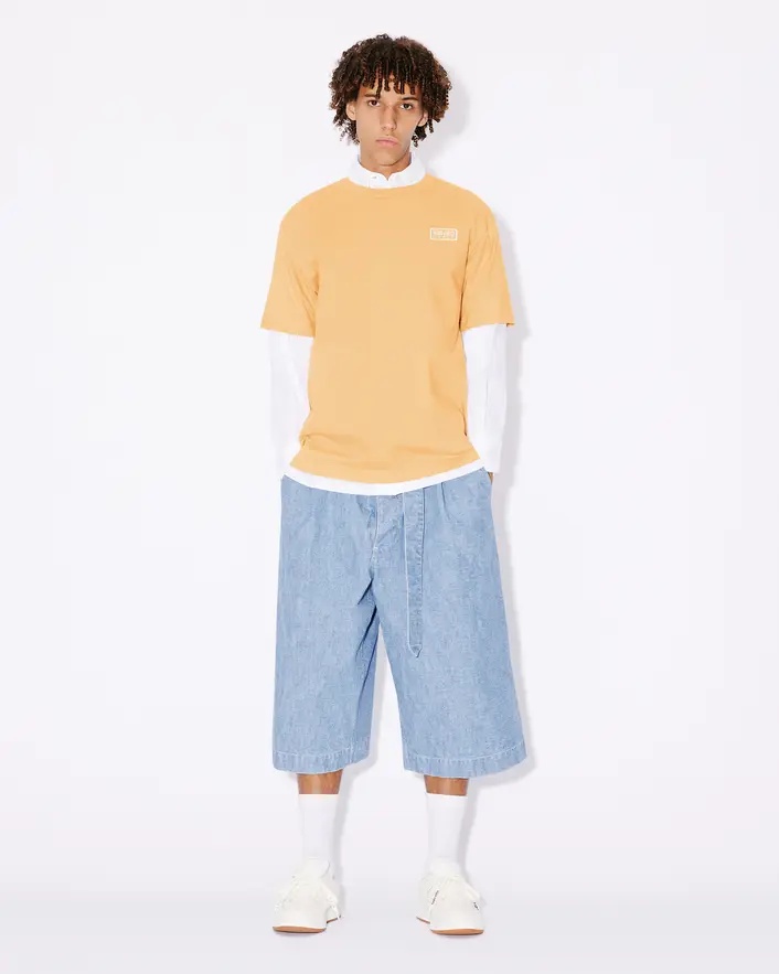 Kenzo Pleat-detail Denim Shorts In Blue