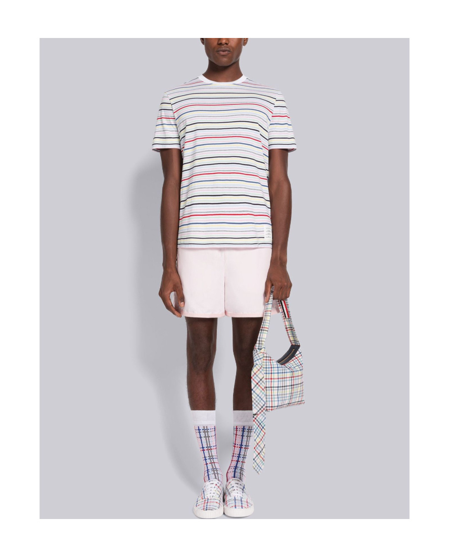Thom Browne Striped Short-sleeve T-shirt In White