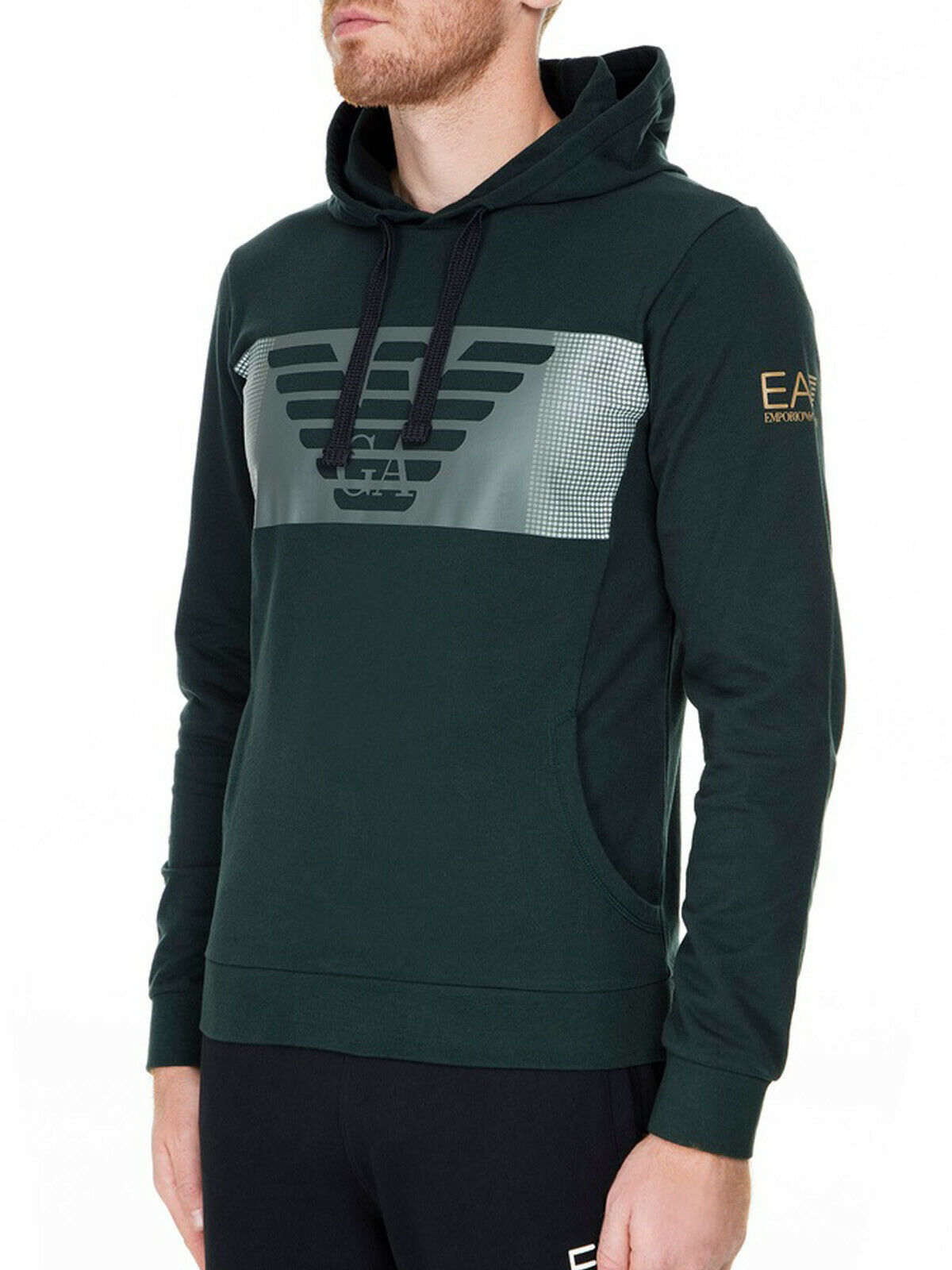 Ea7 Logo Hooded Sweater In Black