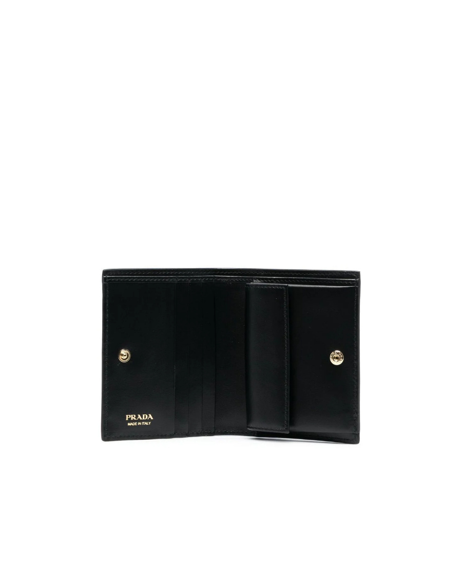 Prada Triangle-logo Folded Wallet In Black