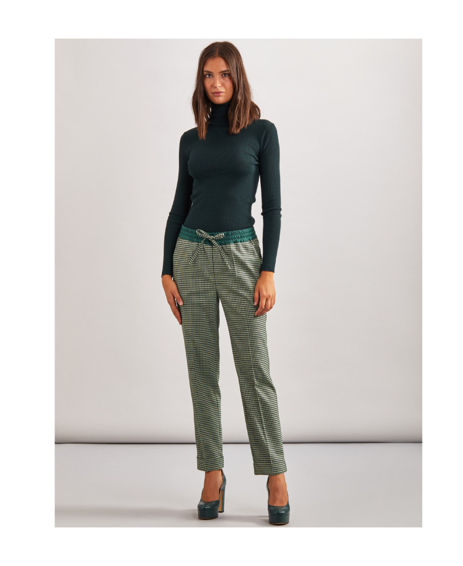 P.a.r.o.s.h Fine-check Tapered Cropped Trousers In Green