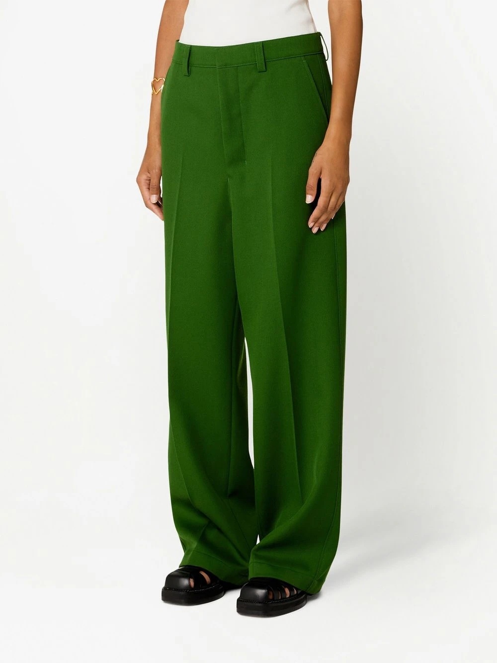 Ami Alexandre Mattiussi Wide-leg Trousers In Green