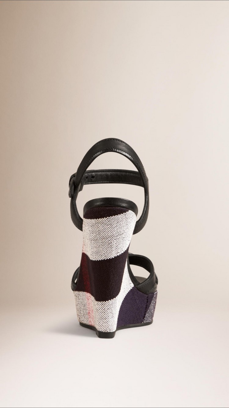 Burberry Checkered Open-toed High-heeled Sandals In Black