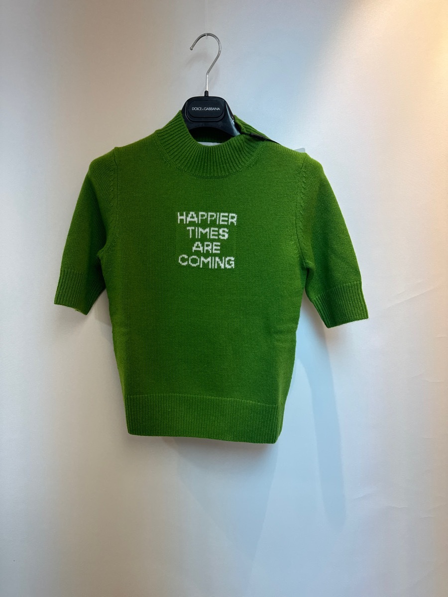 Sportmax Short-sleeved Wool Cashmere Sweater In Green