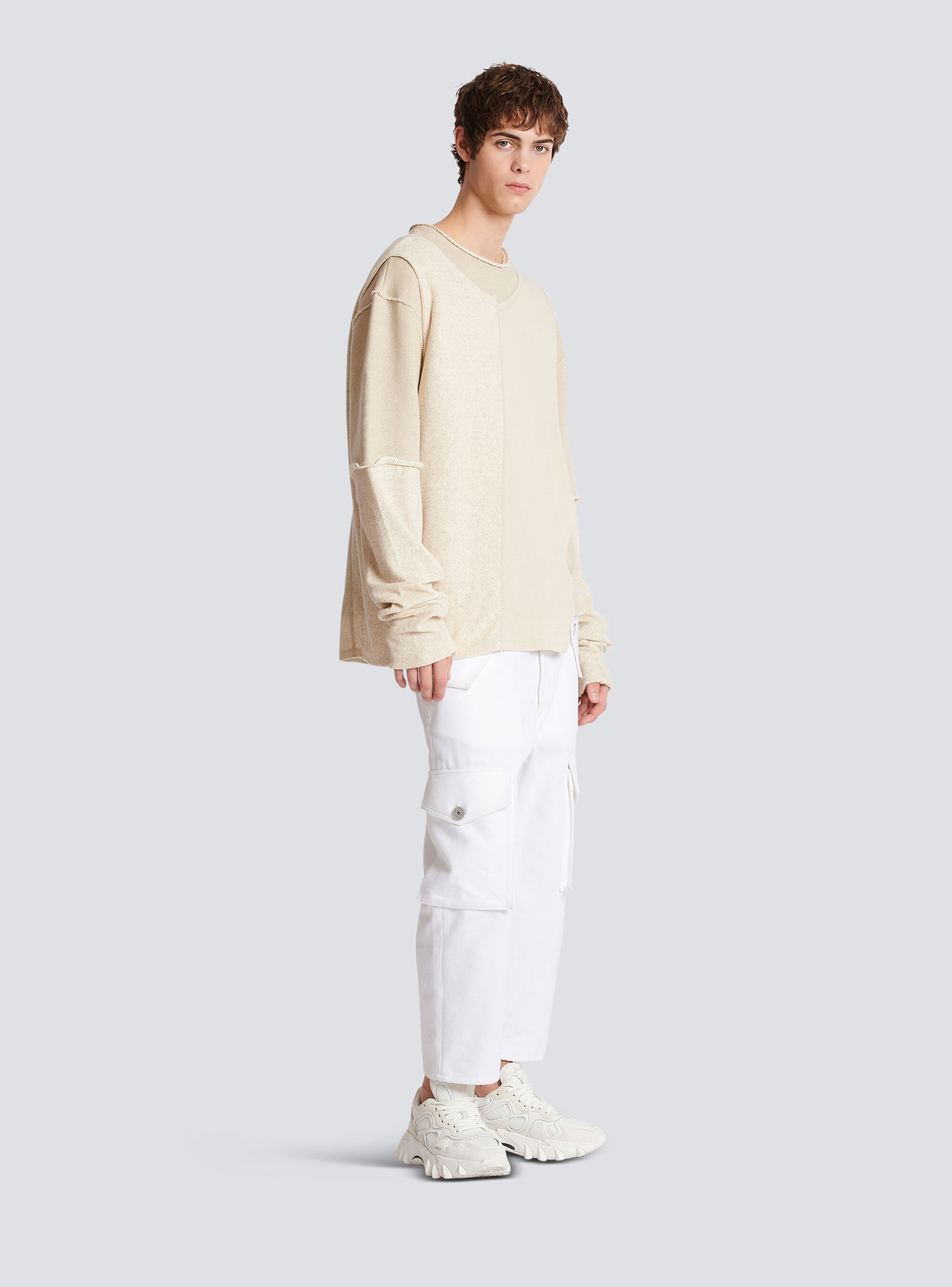 Balmain Patchwork Long-sleeve Top In White