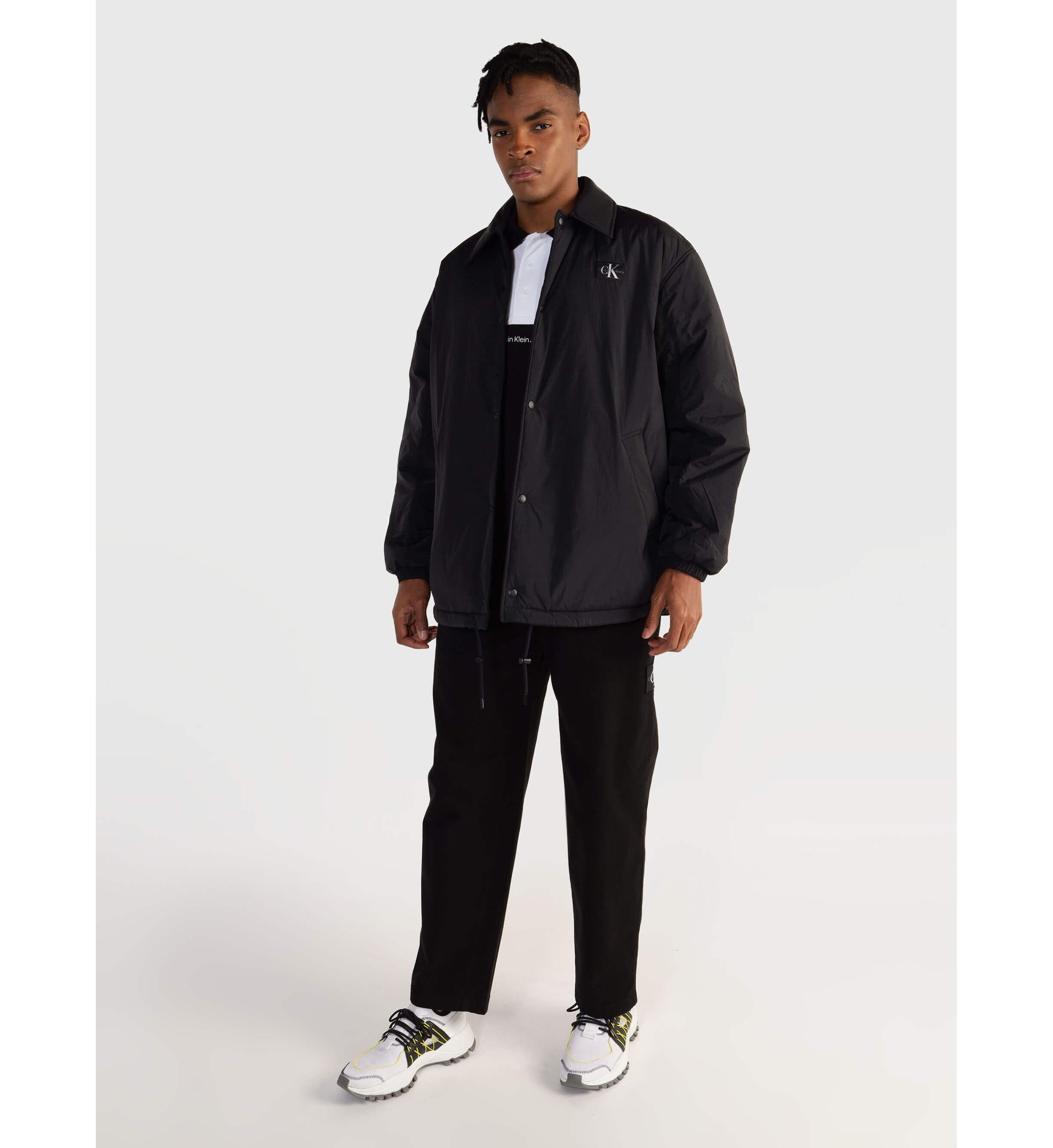 Shop Calvin Klein Long-sleeved Casual Jacket In Black