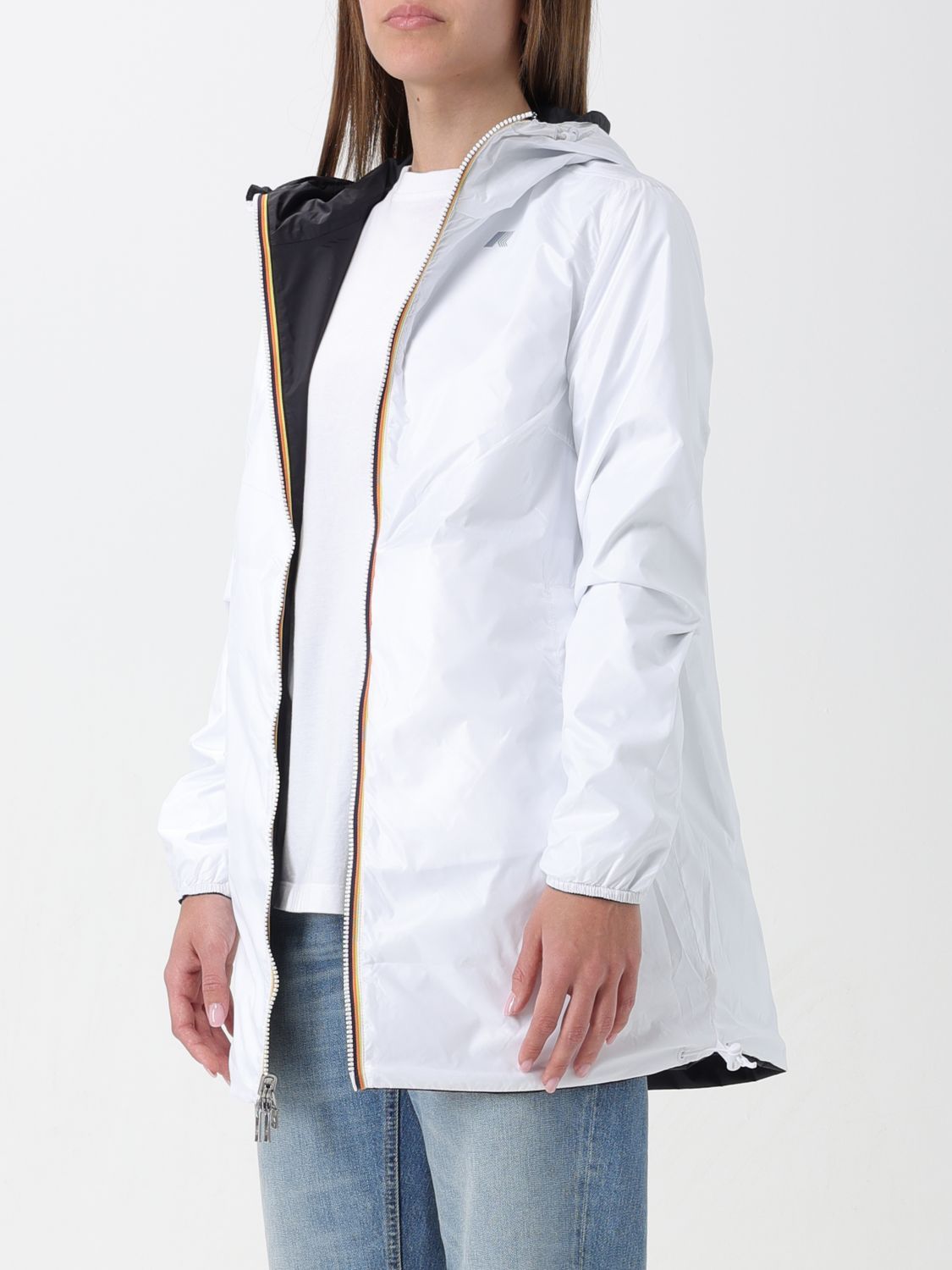 Shop K-way Logo Printed Reversible Hooded Jacket In Black