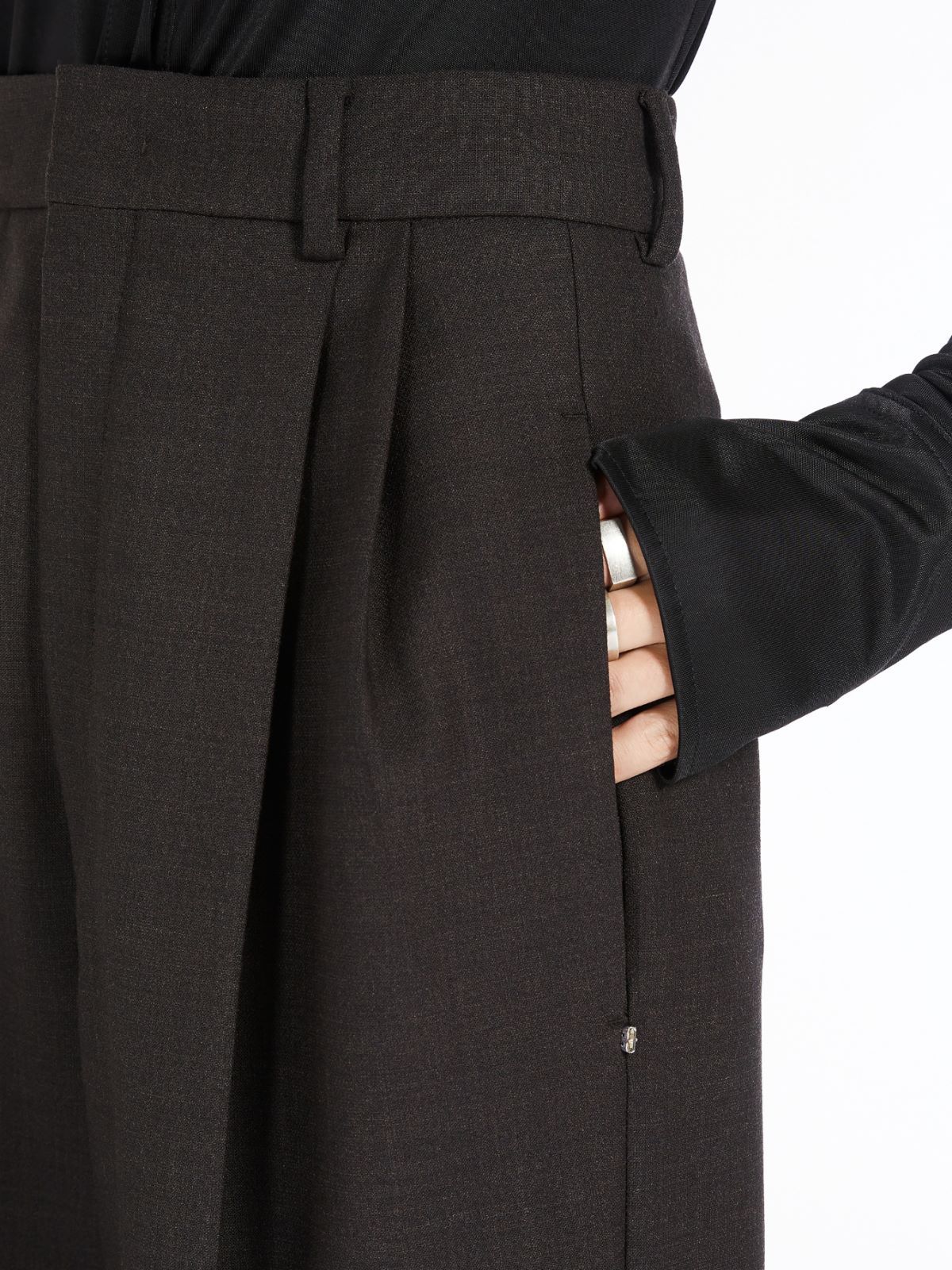 Sportmax High-waist Virgin Wool Trousers In Black