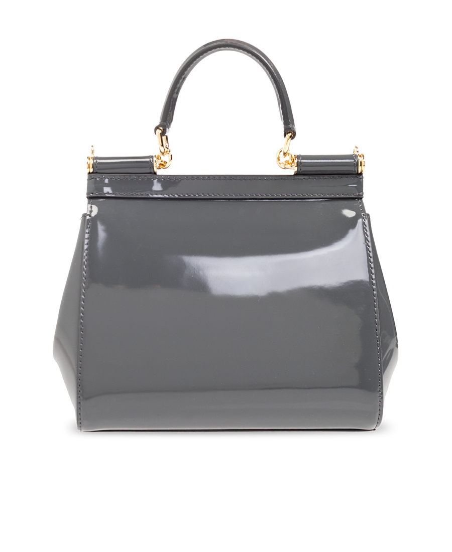 Dolce & Gabbana Small Sicily Patent Tote Bag In Gray