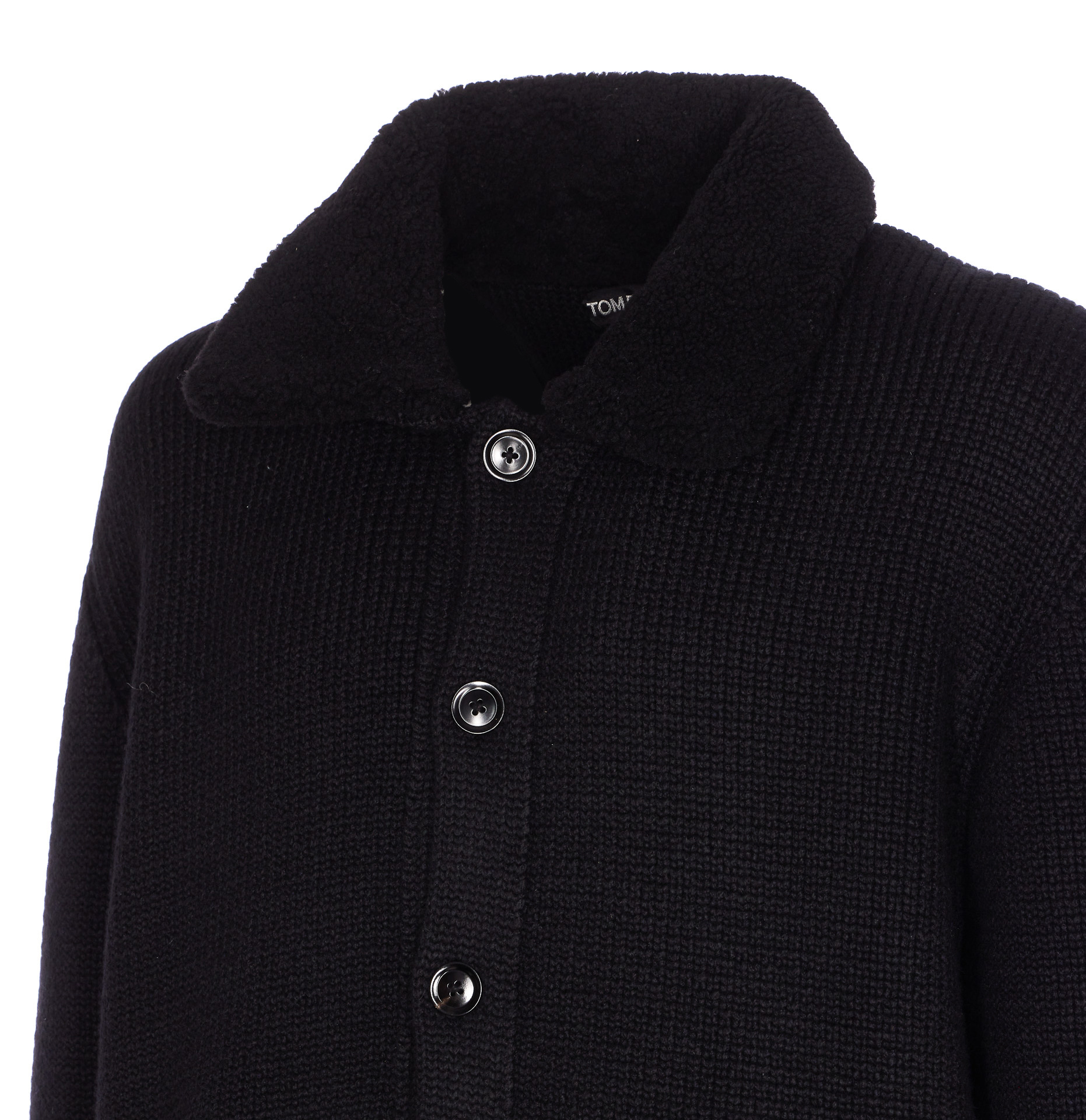 Tom Ford Shawl-collar Ribbed Silk And Wool-blend Cardigan In Black