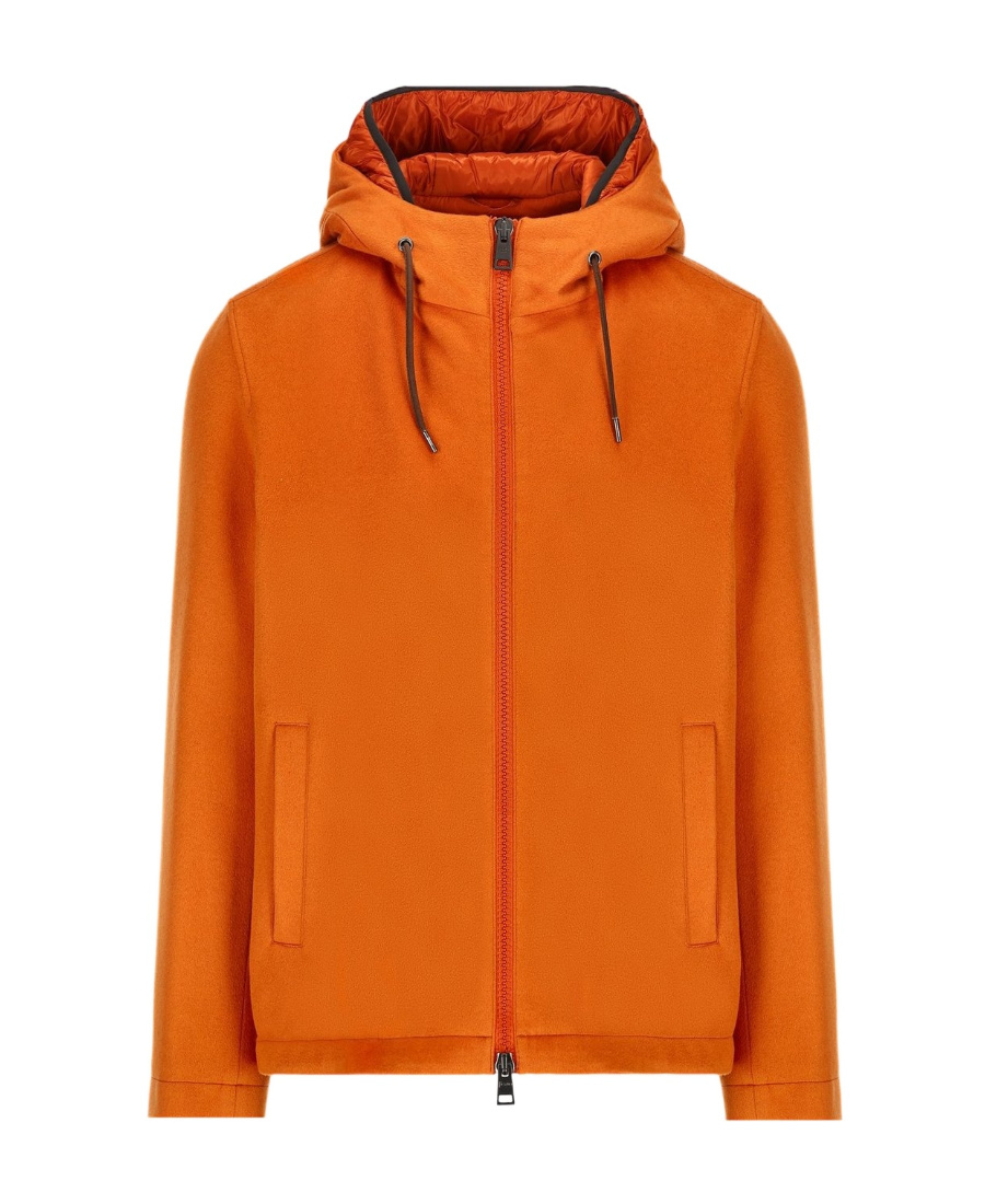 Herno Zipped Hooded Drawstring Padded Jacket In Animal Print