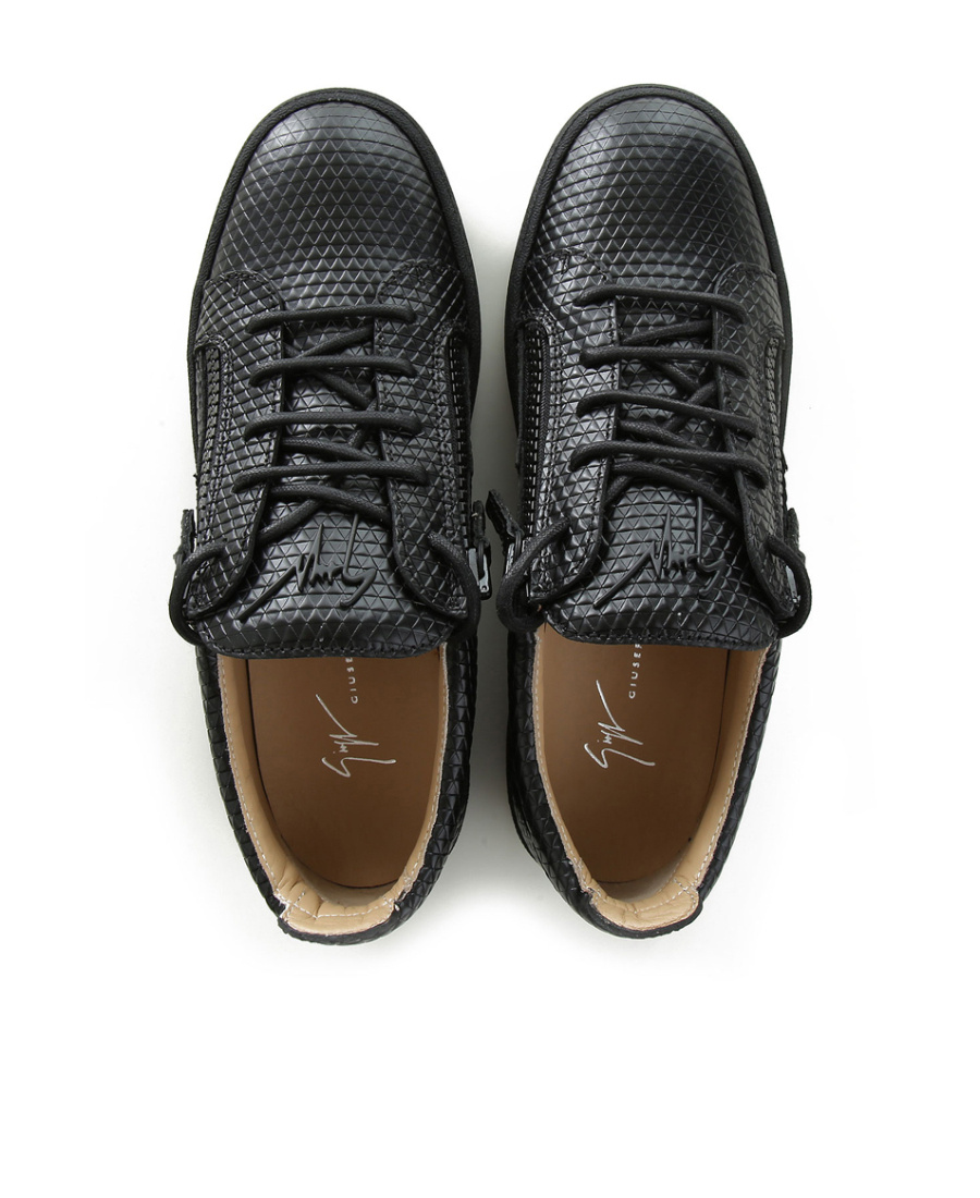 Giuseppe Zanotti Rhomboid Laced Shoes With Low Uppers In Black